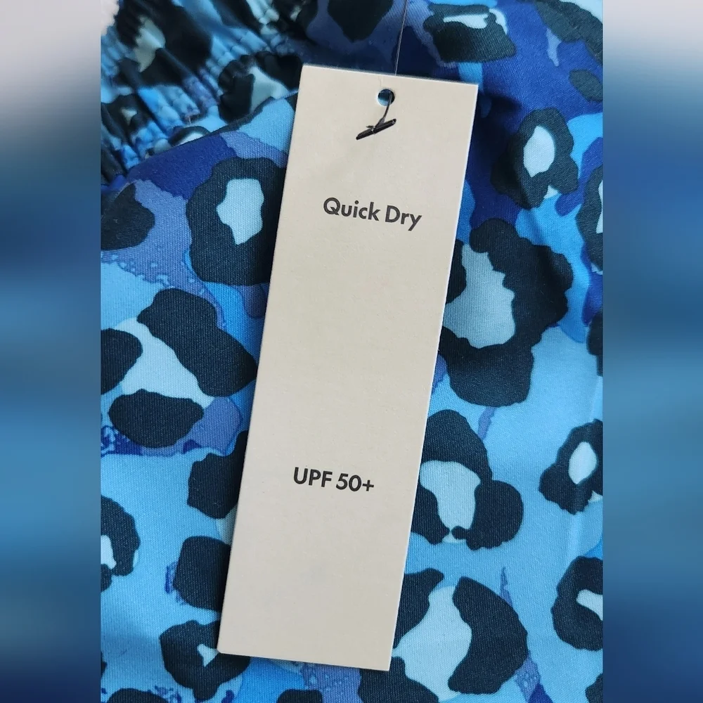 🌊 No Boundaries Men’s Blue Leopard Print Swim Shorts – Size Large (36–38), NWT